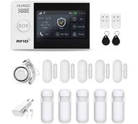 HUXGO HXA007 Alarme sans fil WLAN + GSM 4G LTE avec 5 capteurs de mouvement maison bureau appartement garage TUYA Smart application alertes SMS contrôle par téléphone langue FRANÇAIS