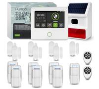 HUXGO® HXA502 Kit Alarme sans Fil WiFi + GSM 4G | Système d’Alarme avec Sirène Solaire, 7X Détecteurs PIR, 7X Capteurs d’Ouverture | Idéal pour Habitation & Garage, Kit de Sécurité Connecté