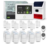 HUXGO® HXA502 Kit Alarme sans Fil WiFi + GSM 4G | Système d’Alarme avec Sirène Solaire, 9X Détecteurs PIR, 9X Capteurs d’Ouverture | Idéal pour Habitation & Garage, Kit de Sécurité Connecté