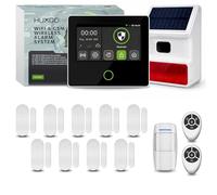HUXGO® HXA502 Système d’Alarme Maison sans Fil GSM 4G & WiFi avec Sirène Solaire | Kit Alarme Anti-Intrusion : 1x Détecteur PIR, 9X Capteurs Porte & Fenêtre | Alarme Appartement sans Abonnement
