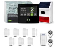 HUXGO® HXA502 Système d’Alarme Maison sans Fil GSM 4G & WiFi avec Sirène Solaire | Kit Alarme Anti-Intrusion : 1x Détecteur PIR, 7X Capteurs Porte & Fenêtre | Alarme Appartement sans Abonnement
