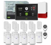 HUXGO® Kit Alarme Maison HXA700 sans Fil WiFi + GSM 4G | Kit Alarme Maison Complet avec sirène Radio, 9X capteurs PIR, 9X capteurs Ouverture Porte/fenêtre | Montage DIY, idéal pour Maison et Garage