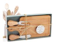 Huxibai Planche à fromages - Plateau à charcuterie carré en Bois avec Couverts et étiquette de Remerciement pour Cadeau de Mariage, Anniversaire, Maison, Cuisine