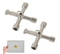 Huxiny Clé pour Triangle Multifonction 4 Voies, 2 Pièces Clef pour Triangle Taille 9, Clé pour Triangle Poubelle, pour boîte électrique, gaz, Eau, Compteur électrique, boîte d'armoire