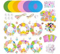 Huxolynifty 12pcs DIY Couronne de Paques,Bricolage Paques Stickers Oeuf Carotte Loirsir Créatif Diy Bricolage Lapin Poulet Decoration Pâques,pour Décorations de fête de Pâques