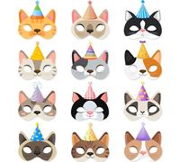 Huxolynifty Fournitures de Décorations de Fête de Chat,24pcs Masque de Theme,pour décoration de fête d'anniversaire pour chat