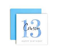 Huxters Carte d'anniversaire 13 ans pour cousin, cartes d'anniversaire spéciales pour garçons, lui et adolescents - (13e cousin)