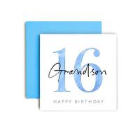 Huxters Carte d'anniversaire 16 ans pour petit-fils, cartes d'anniversaire spéciales pour garçons, lui et adolescents - (16e petit-fils)