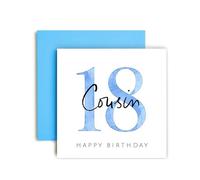 Huxters Carte d'anniversaire 18 ans pour cousin, cartes d'anniversaire spéciales pour homme, lui et adolescents - (18e cousin)