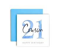 Huxters Carte d'anniversaire 21 ans pour cousin, cartes d'anniversaire spéciales pour homme et lui - (21e cousin)