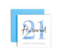 Huxters Carte d'anniversaire 21 ans pour mari, cartes d'anniversaire spéciales pour homme et lui - (21e mari)