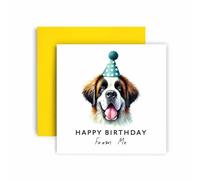 Huxters Carte d'anniversaire de la part du chien - Saint Bernard - Happy Birthday to Dog Mum and Dog Dad - Carte d'anniversaire du chien à ses amis famille premier anniversaire (Saint-Bernard)