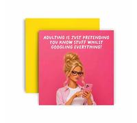 Huxters Carte d'anniversaire pour femme - Carte de vœux amusante pour adulte, pour amie, sœur ou meilleure amie - Design inspiré de poupée tendance - Cadeau humoristique rose glamour