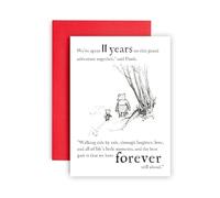 Huxters Carte de 11e anniversaire pour mari ou femme 11 ans vers le bas et l'aventure continue Winnie l'ourson et Porcinet Anniversaire de mariage Amour - 14,8 cm (11 ans)