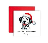 Huxters Carte de Noël dalmatien - Merry Christmas to Dog Mum & Dad - From Dog to Friends & Family