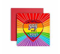 Huxters Carte humoristique de Saint-Valentin gay Totally Gay for You LGBTQA Gay Anniversary Love - 14,8 cm (Gay for You)