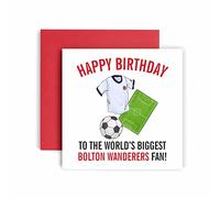 Huxters Cartes de football pour les fans de Bolton Wanderers - Carte d'anniversaire pour papa, mari, grand-père, frère, fils - Carte d'anniversaire pour homme - Illustrations sur le thème du football