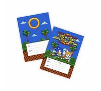 Huxters Lot de 14 invitations double face motif hérisson bleu pour fête d'anniversaire d'enfants pour garçons, fête à thème Super Sonic (bleu)
