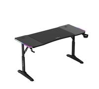 huzaro Hero 3.6 RVB, Bureau Gaming réglable en Hauteur 56-79 cm, Plateau 140×60 cm Finition Carbone, Structure Acier renforcé, Tapis XXL Inclus, Supports Casque et Boisson, Noir