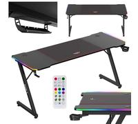 Huzaro Bureau gaming Hero 4.8 – Plateau 160 cm, LED RGB, crochet casque & porte-gobelet, Noir