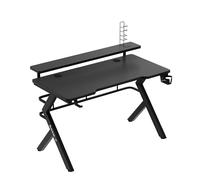 huzaro Hero 5.0 Bureau Gaming d'ordinateur, 120cm x 60cm Design Ergonomique | Plateau avec revêtement Carbone, Crochet Casque et Porte gobelet, PC Gamer Setup, Home Office, Couleur Noir