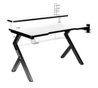 Bureau gaming HUZARO HERO 5.0 Blanc, 120x60x69.5cm, Bureau PC, Informatique, Pc gaming, Panier à boissons, Crochet casque