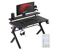huzaro Hero 5.0 RVB | Éclairage RGB LED | Bureau Gaming | 120x60cm | Plateau Structure Carbon | Crochet Casque | Porte Goblet | Rangement | Design Ergonomique | Construction Solide | Noir