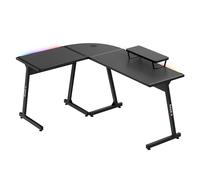 huzaro Hero 6.0 RVB, Bureau Gaming d'angle, Éclairage LED, Forme de L, Noir | Poste Gamer, Montage Droite et Gauche, Plateau en Carbone, 147 x 112cm, Design Ergonomique, Construction Solide