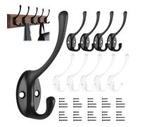 HUZNA 10 Pièces Patère Murale,Double Manteaux Patères Coat Hooks avec Vi,Mural Vintage Crochet de Porte Métal,pour Porte Manteau Salle de Bain Cuisine（Noir/Blanc）