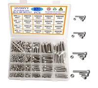 HVDHYY M3 M4 M5 M6 Vis a Tête Cylindrique a Six Pans Creux A2-70 Vis Mécaniques a Tête Hexagonale en Acier Inoxydable Écrous Kit D'assortiment Bouton a Six Pans Creux Avec Boîte Rangement 320pcs