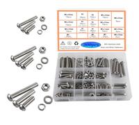 HVDHYY M5 M6 M8 Vis Boulons et Écrous Tête Cylindrique Six Pans Creux A2-70 Vis a Métaux a Hexagonale En Acier Inoxydable Écrous Rondelles Assortiment de Boutons Creux Avec Boîte Rangement,300pcs