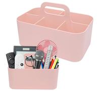HVIHWI Panier Organiseur avec Poignée, Panier Plastique Polyvalent à 5 Compartiments, Panier de Nettoyage Empilable Panier de Bricolage Portable Panier de Bureau pour l'art, le Maquillage (Rose)