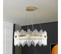 HvKvHvY Lustre en cristal moderne, lustre encastré LED doré, luminaire de plafond, lampe suspendue pour cuisine, salon, chambre à coucher, couloir, escalier