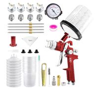 HVLP Kit de pulvérisation de peinture professionnel, pistolet à gravité d'air 1,4/1,7/2,0/2,5 mm, avec buse de 650 ml et 10 gobelets jetables de 650 ml, outil de pulvérisation de peinture pour voiture