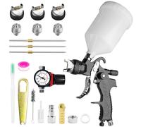 HVLP Kit Pistolet à Peinture Professionnel avec 3 Buses 1,4/1,7/2,0mm et séparateur de Filtre, Pistolet à Peinture Professionnel, Pistolet à Peinture à air comprimé, gravité avec gobelet en