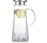 HwaGui Carafe en verre borosilicaté avec couvercle en acier inoxydable 1500ml