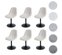 Mendler Chaises de salle à manger HWC-A60 Lot de 6 pivotantes acier MVG tissu bouclé 450g/m² Crème