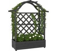 HWC-P66, Jardinière/Jardinière à fleurs Grille de treillis Treillis bois 138x110x44cm ~ anthracite-gris