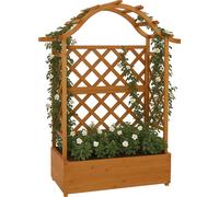 HWC-P66, Jardinière/Jardinière à fleurs Grille pour plantes grimpantes Treillis Bois 138x110x44cm ~ naturel