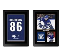 HWC Trading Nikita Kucherov Collection x2 Autographe Tirages Encadrés A4 | Autographes Reproduits Imprimés, Cadre Noir Fabriqué dans notre Atelier au Royaume-Uni, À Poser ou à Accrocher