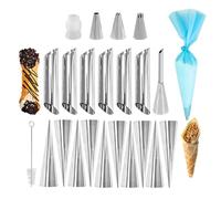 Hwtcjx 23 Pièces Cannoli Moule, Cannoli Tube, Moules Crème Pâtissière en Acier Inoxydable, Moule Crème Gâteau Tube avec Brosse de Nettoyage, Moule Croissant à Vis, pour Cannoli Feuilletés Gâteau