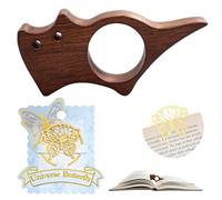 HX-pyahgtv Chat Bague de Lecture, Porte Page de Livre en Bois de Noyer Lisse Avec Marque-page en Métal en Forme de Papillon, Accessoire Lecture, Porte Page Livre Le pour les Amateurs de Livres