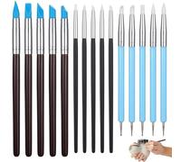 HX-pyahgtv Lot de 15 pinceaux en silicone - Outil de modelage pour pâte à sucre - Outil de pointillage - Pinceaux de peinture en caoutchouc - Pour poterie et bricolage, nail art (blanc, bleu, bleu
