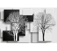 HXA DECO - Impression sur Toile, Décoration Murale Tableau Moderne, Tableau Graphique Arbres sur Fonds Noir et Blanc - 80x50 cm