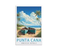 HXHNFERR Punta Cana - Affiches de voyage vintage sur toile - République dominicaine - 30 x 45 cm - Affiches murales et images d'art - Décoration pour chambre à coucher