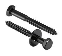HXJDAM Lot de 25 vis à bois hexagonales M6 x 75 avec rondelles, en acier inoxydable A2 V2A, vis à tête hexagonale pour bois, vis noires, vis à clé, pour la construction de terrasses, le montage de