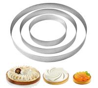 Hxjfnb 3 PCS Cercle à Tarte Perforé,Perforé Ø 10/15/20 cm,Cercle à Patisserie Perforé,Cercle Patisserie,Cercle à Tarte Perforé,Cercle Tarte,pour Pâtisseries, Gâteaux Mousses