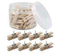 HXMJIED Lot de 50 punaises avec clips en bois, pointes en acier, punaises pour tableau d'affichage en liège, tableaux d'affichage