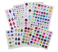 HXMJIED Lot de 8 bijoux autocollants en cristal, pierres précieuses pour travaux manuels, bijoux adhésifs pour enfants