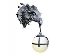 hxoity Applique Murale Tête De Dragon Gris Avec Chaîne Luminaire Sculpture En Résine Représentant Un Dragon Occidental Pour Style Médiéval Décoration Murale Décoration Intérieure